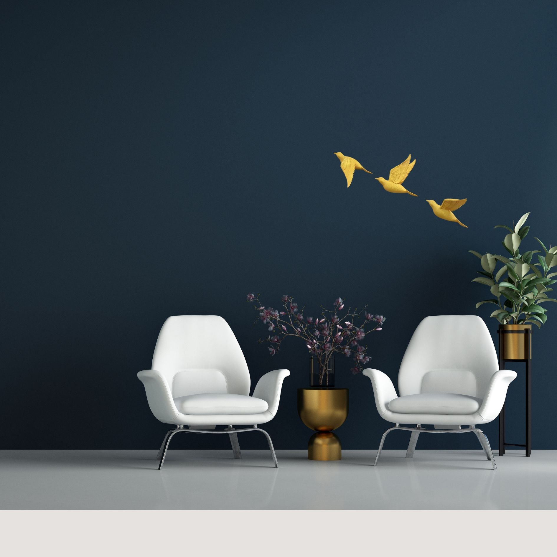 Flying Birds 3D Wall Art - Set of 3 -Yellow