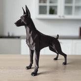 3D Printed Dobermann Standing Dog Miniature Figurine | Black