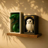 snowy owl & snake bookend