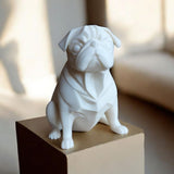 3D Printed Pug Sitting Dog Miniature Figurine | White