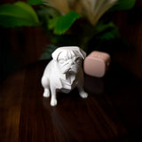 3D Printed Pug Sitting Dog Miniature Figurine | White