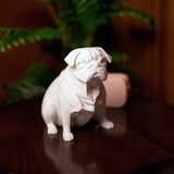 3D Printed Pug Sitting Dog Miniature Figurine | White