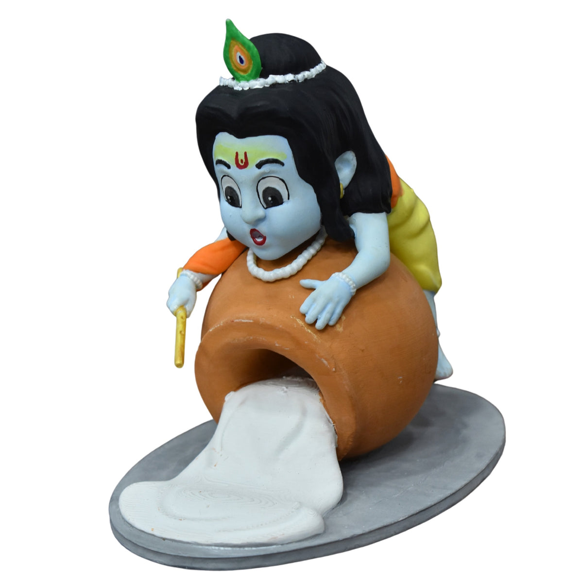 Child Krishna Idol with Matki of Butter | Detailed Miniature of Laddu Gopal | Perfect for Home Décor, Desk, and Car Dashboard | Spiritual Gift for Devotees