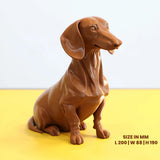 3D Printed Dachshund Sitting Dog Miniature Figurine | Brown