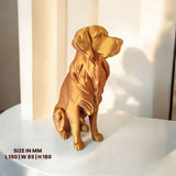 3D Printed Golden Retriever Sitting Dog Miniature Figurine | Gold