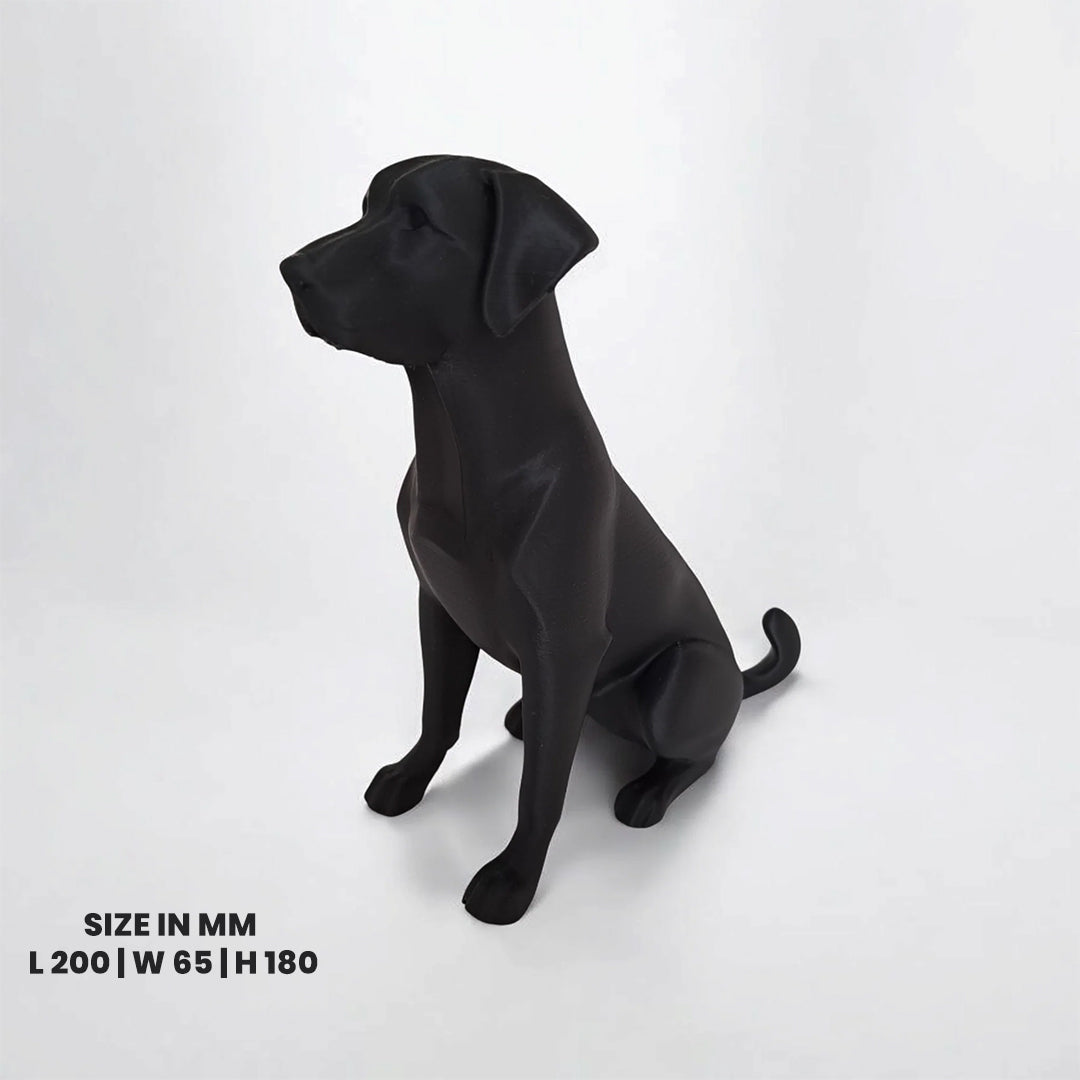 3D Printed Labrador Sitting Dog Miniature Figurine | Black