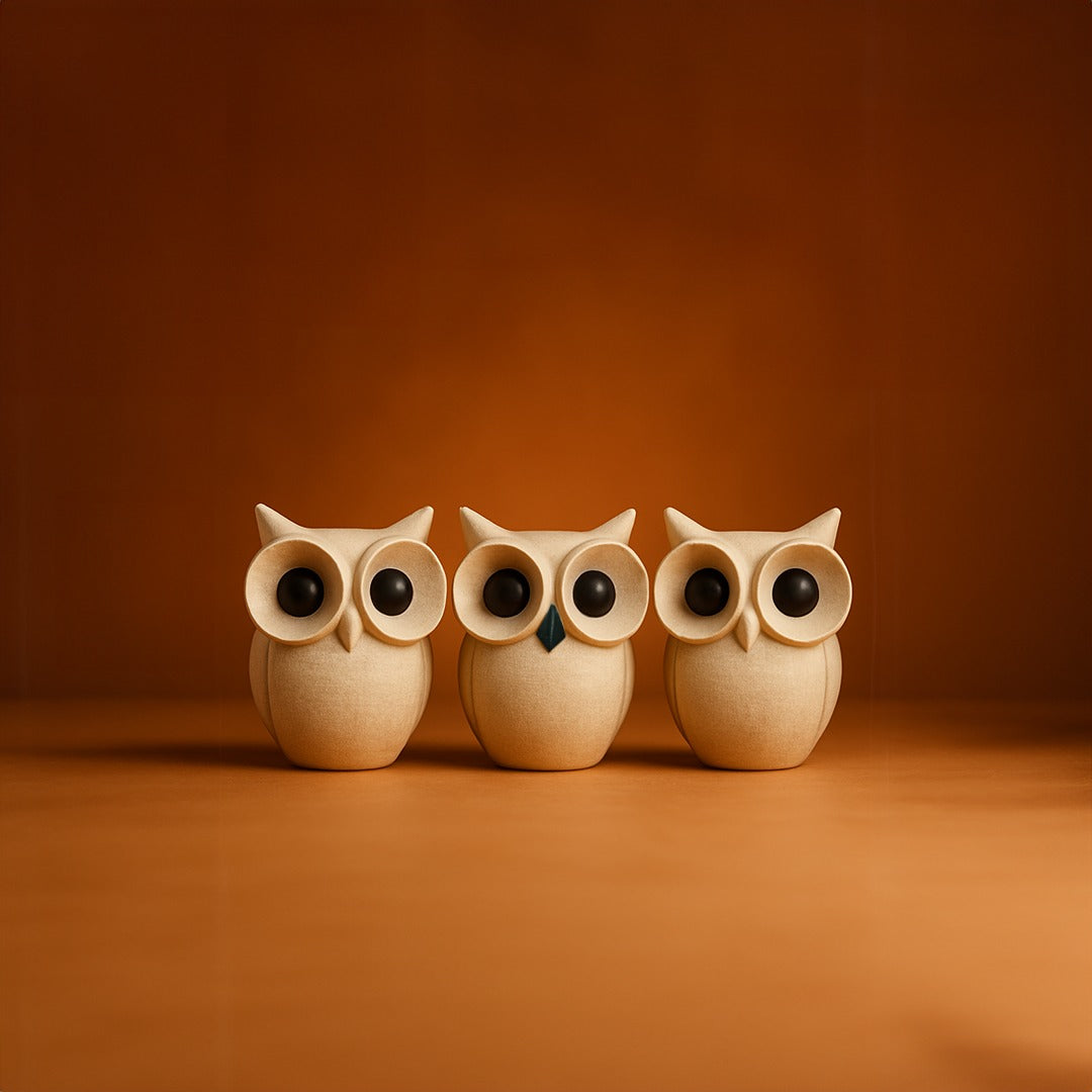 Goddess Lakshmi Owl Idol - Set of 3