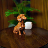 3D Printed Dachshund Sitting Dog Miniature Figurine | Brown