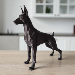 3D Printed Dobermann Standing Dog Miniature Figurine | Black