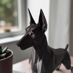 3D Printed Dobermann Standing Dog Miniature Figurine | Black