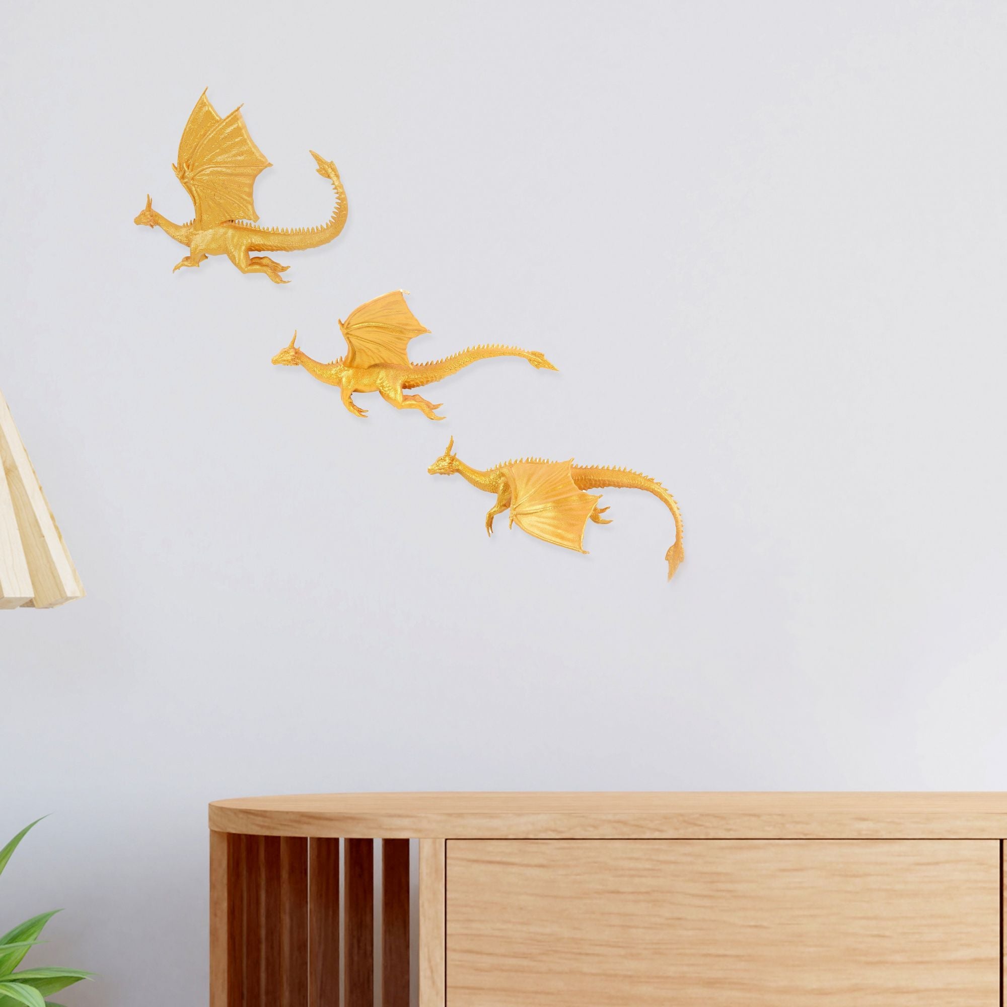 Game of Thrones Inspired Flying Dragons 3D Wall Art - Set of 3