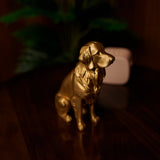 3D Printed Golden Retriever Sitting Dog Miniature Figurine | Gold
