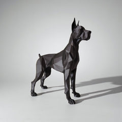 3D Printed Great Dane Standing Dog Miniature Figurine | Black