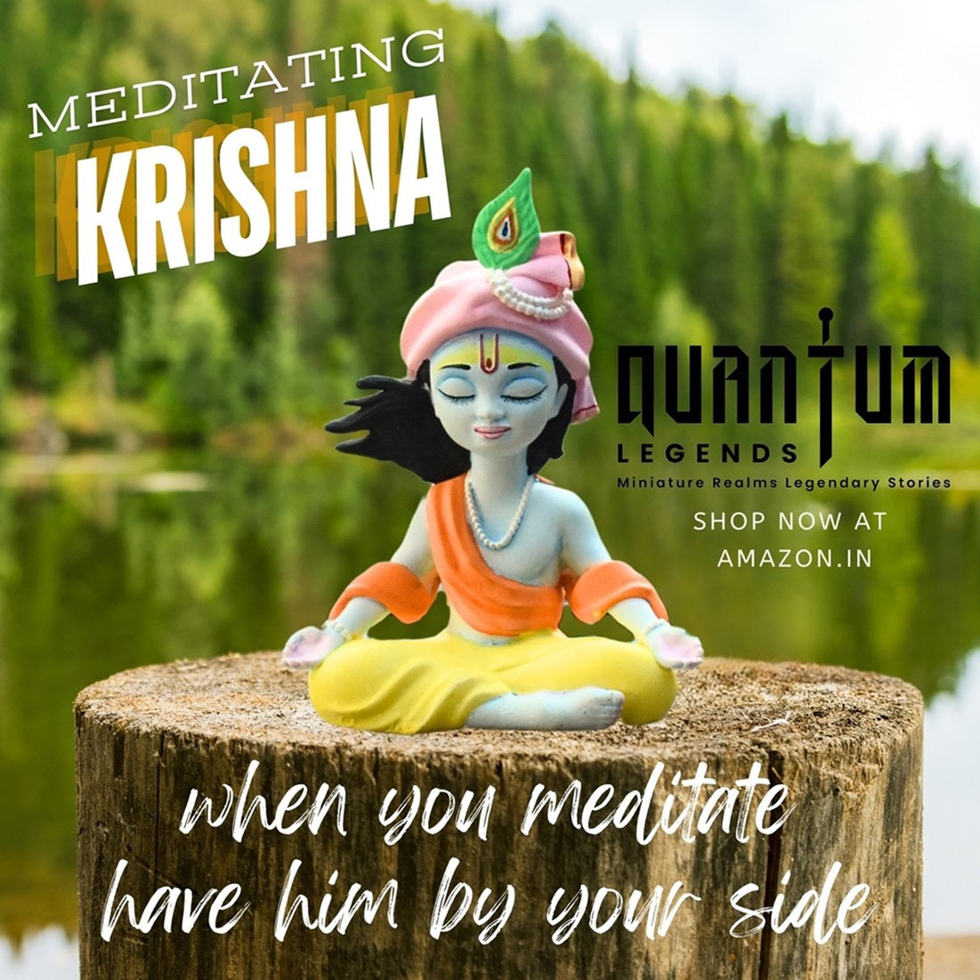 Krishna Idol in Meditation Pose | Krishna in Dhyan Mudra | Perfect for Home Décor, Desk, and Car Dashboard | Spiritual Gift for Meditation Enthusiasts